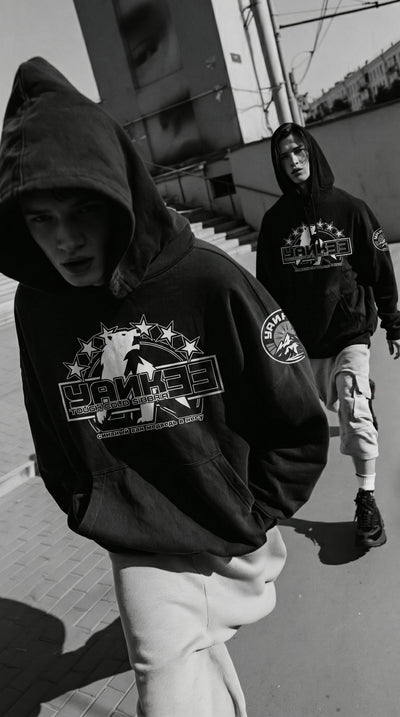 Front graphic, worn